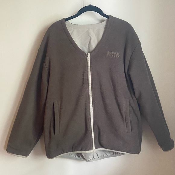 Gramicci Reversible Fleece Cardigan Jacket Taupe - Picture 7 of 16